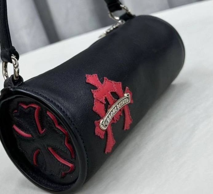 GRINDS CEMETERY CROSS & CHROME HEARTS Scroll Patch Small Hand Bag