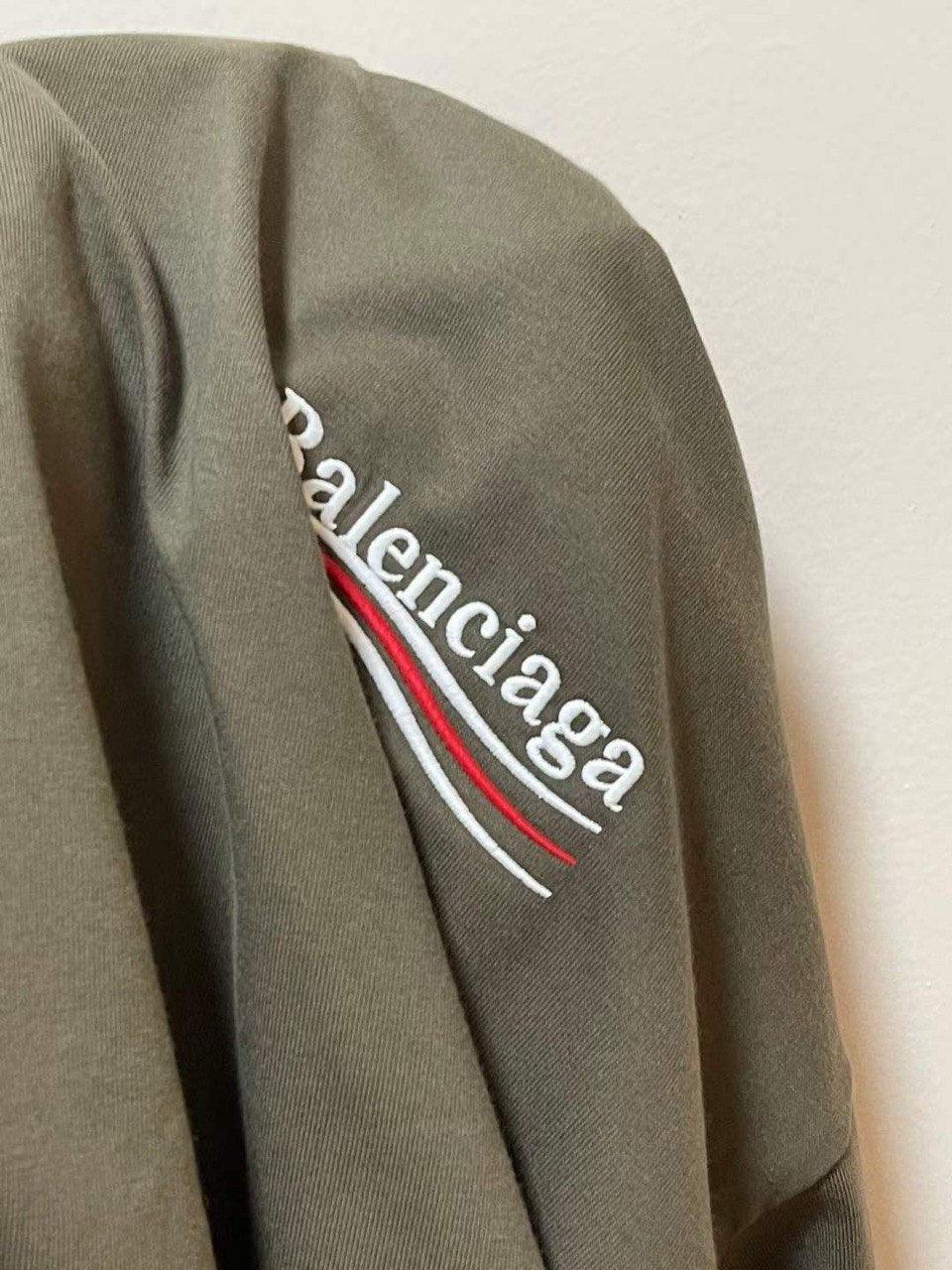 BALENCIAGA Logo-embroidered Cotton-jersey Khaki T-shirt