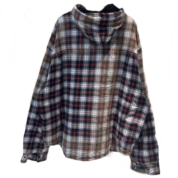 BALENCIAGA  Bleached Red  Padded Flannel Hood Shirt