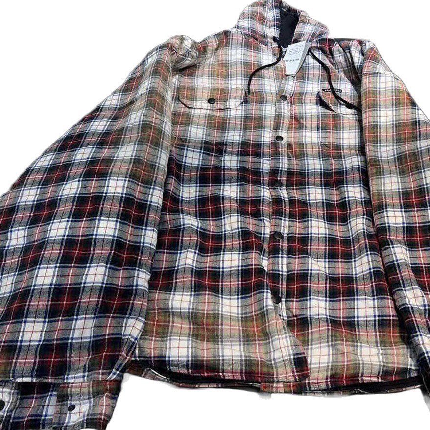BALENCIAGA  Bleached Red  Padded Flannel Hood Shirt