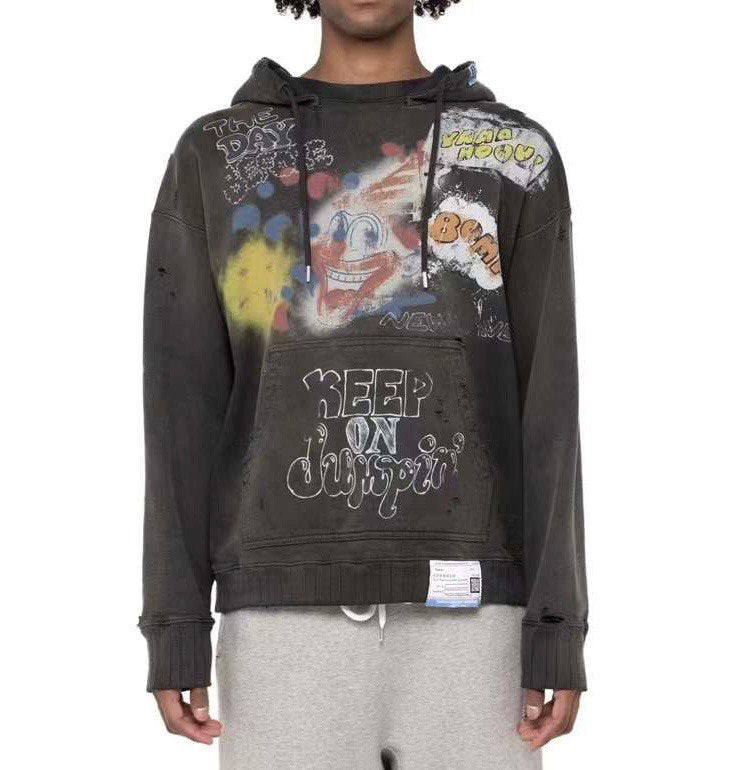 MAISON MIHARA YASUHIRO Distressed Effect Graphic Print Hoodie