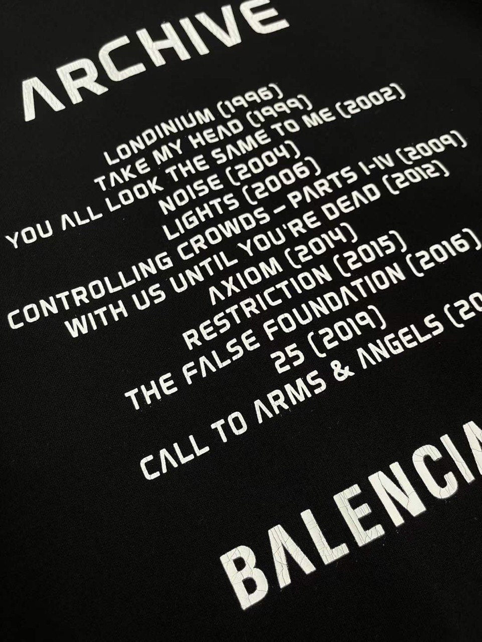 BALENCIAGA Music | Archive Series Connected Zip-Up Hoodie Medium Fit in Black And White Archetype Fleece