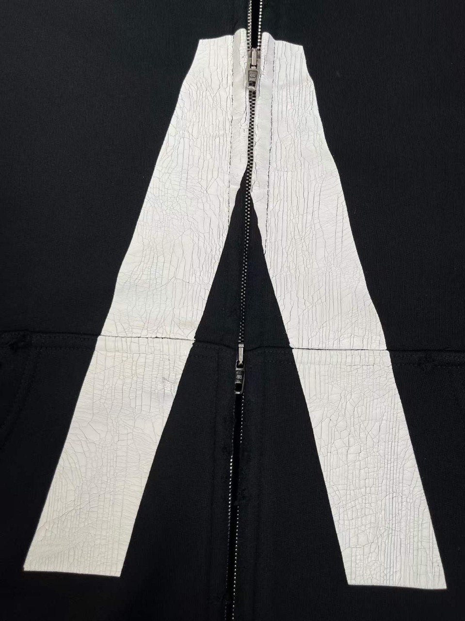 BALENCIAGA Music | Archive Series Connected Zip-Up Hoodie Medium Fit in Black And White Archetype Fleece