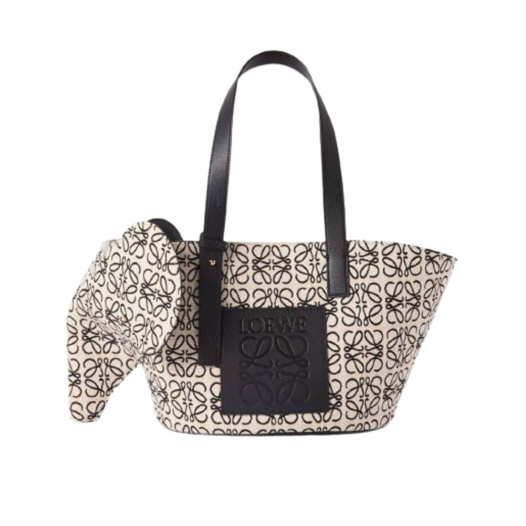 LOEWE x Joe Brainard Elephant Leather-Trimmed Logo-Jacquard Canvas Tote Bag