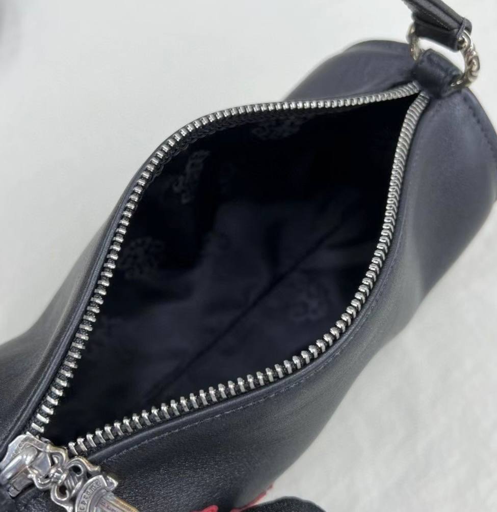 GRINDS CEMETERY CROSS & CHROME HEARTS Scroll Patch Small Hand Bag