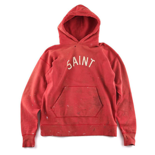 READYMADE x  SAINT MICHAEL Red Distressed Hoodie