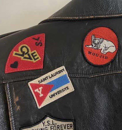 SAINT LAUREN Leather  Biker Jacket With Multicolor Patches