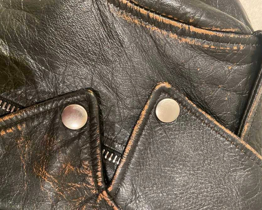 SAINT LAUREN Leather  Biker Jacket With Multicolor Patches