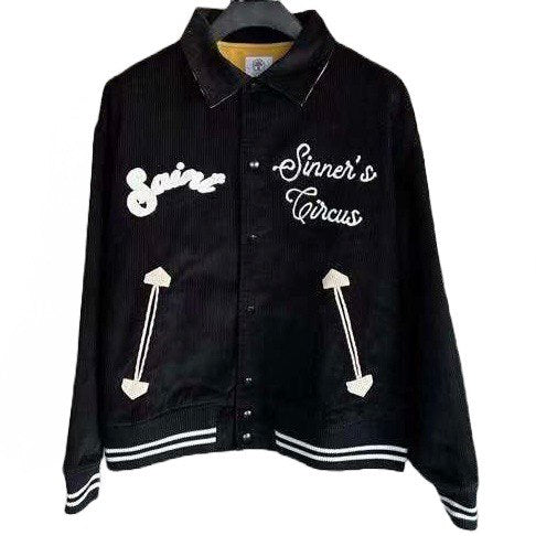 SAINT MICHAEL Black Sinner's Circus Embroidered Bomber Jacket