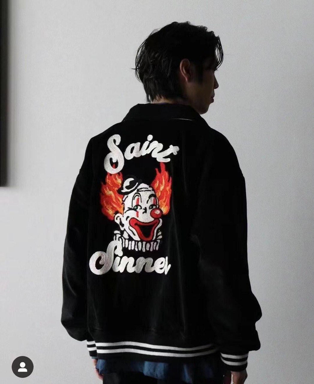 SAINT MICHAEL Black Sinner's Circus Embroidered Bomber Jacket