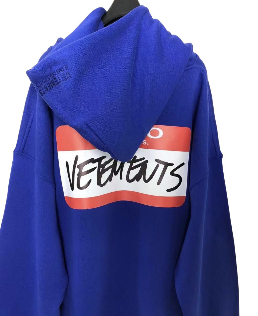 VETEMENTS Logo-Print Blue Oversized Hoodie