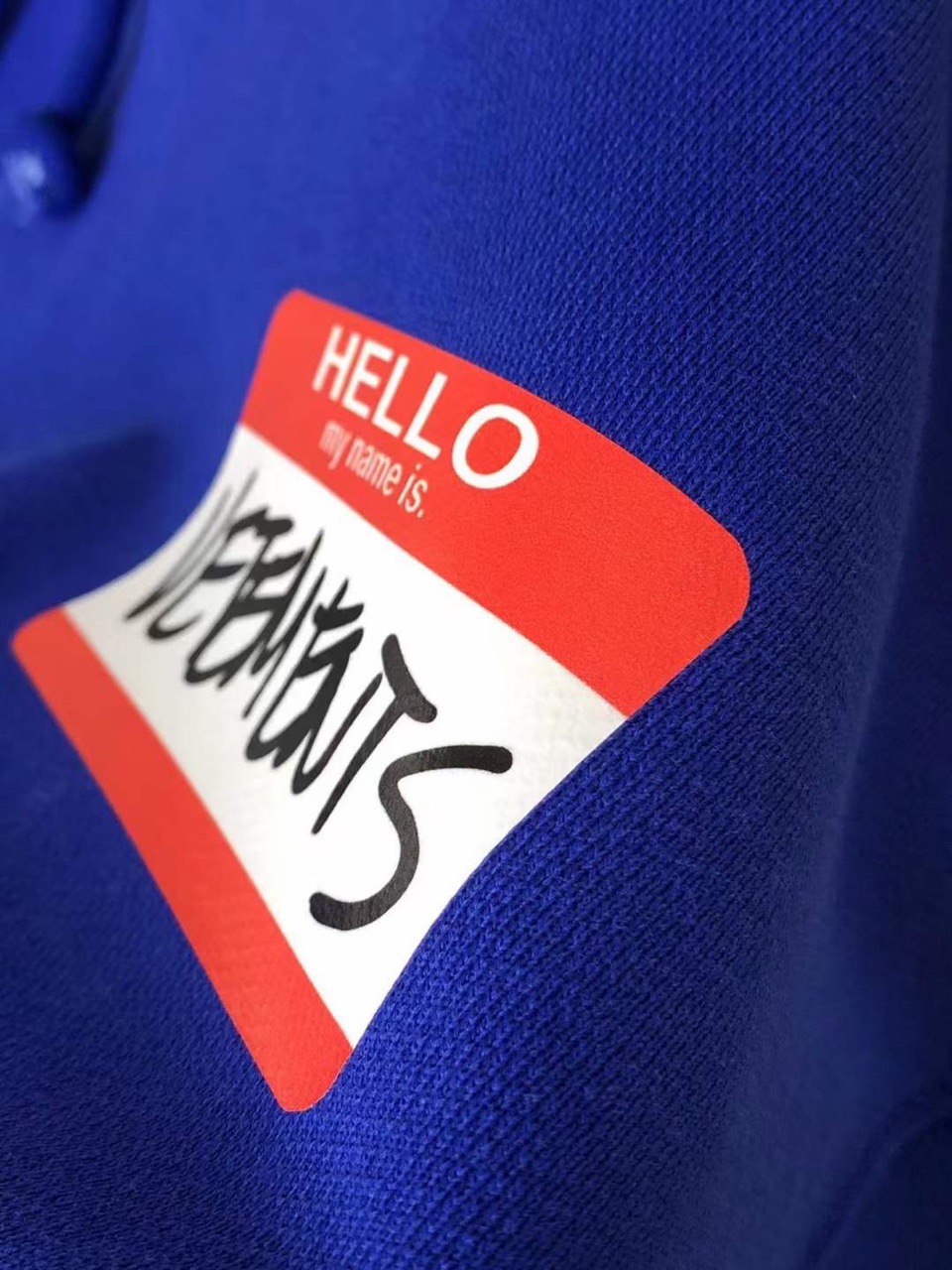 VETEMENTS Logo-Print Blue Oversized Hoodie
