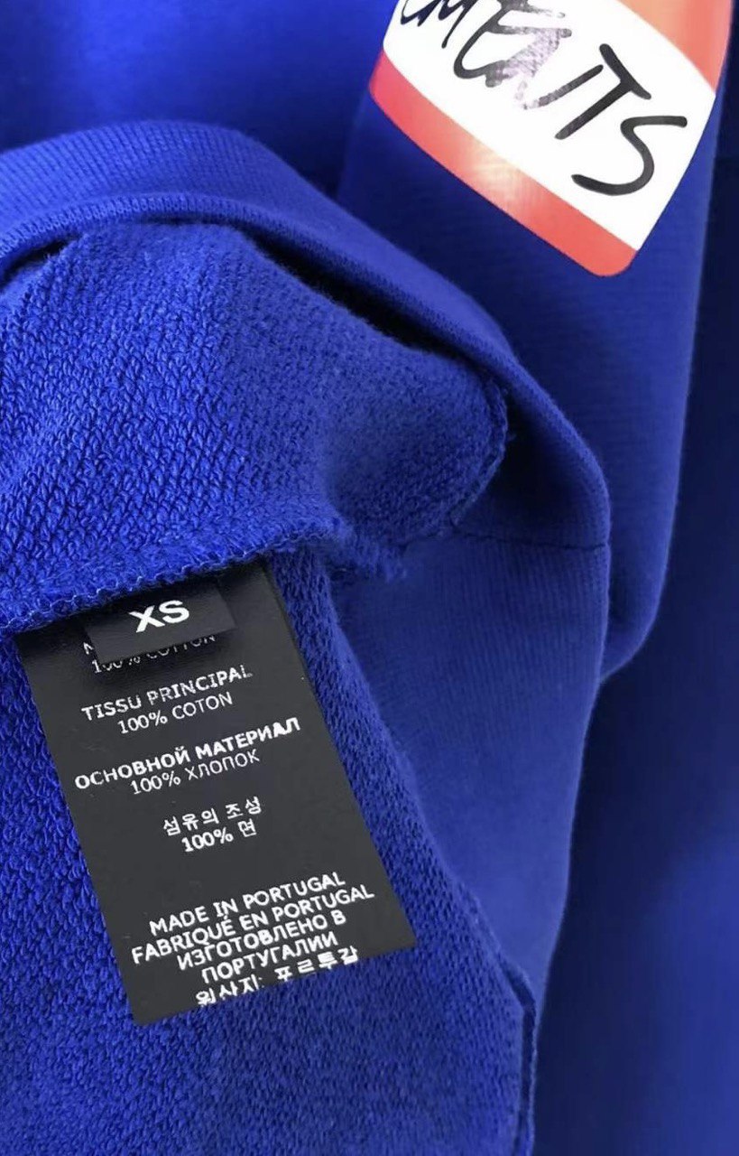 VETEMENTS Logo-Print Blue Oversized Hoodie