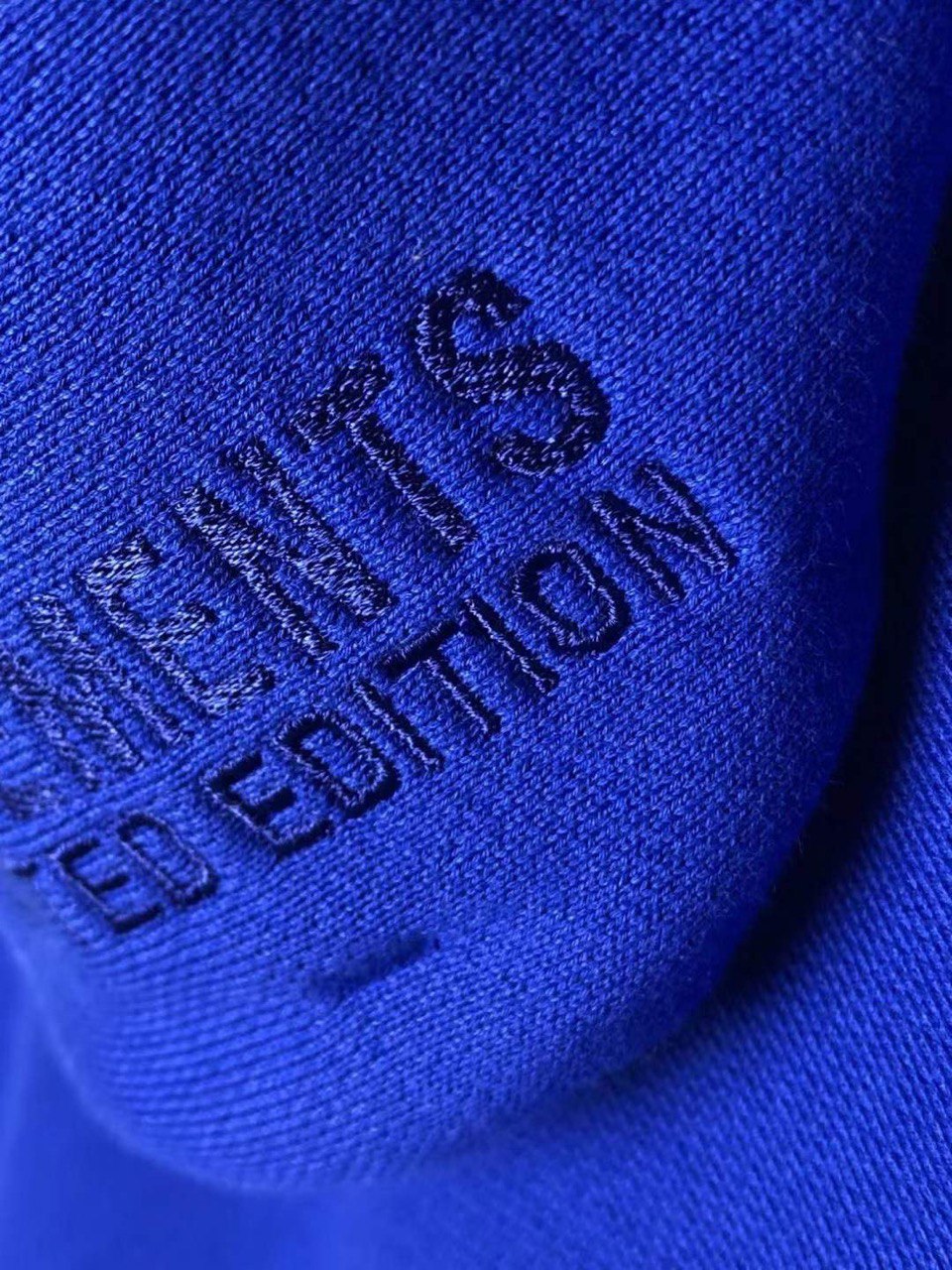 VETEMENTS Logo-Print Blue Oversized Hoodie