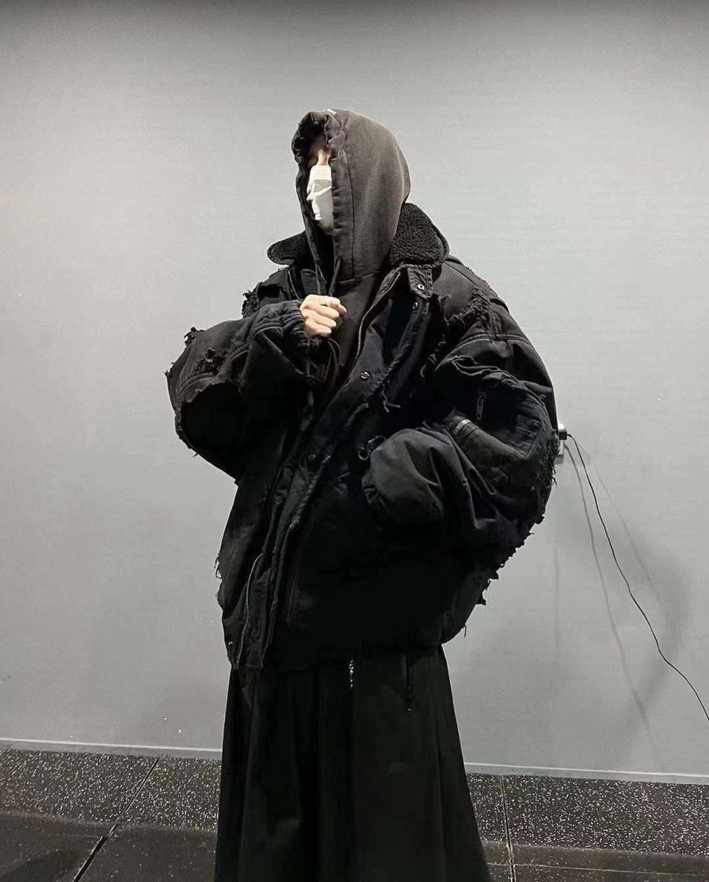 BALENCIAGA Destroyed Black Bomber