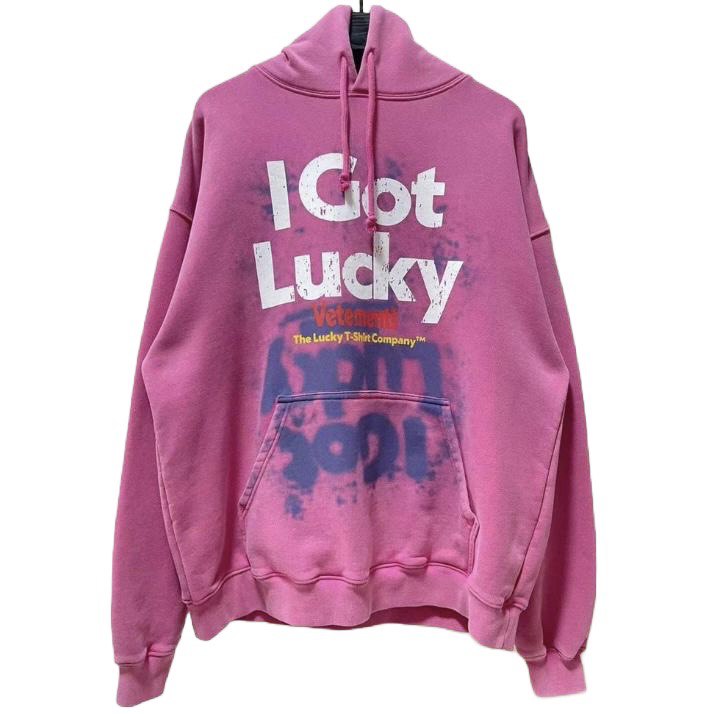 VETEMENTS I Got Lucky Long-sleeve Pink Hoodie
