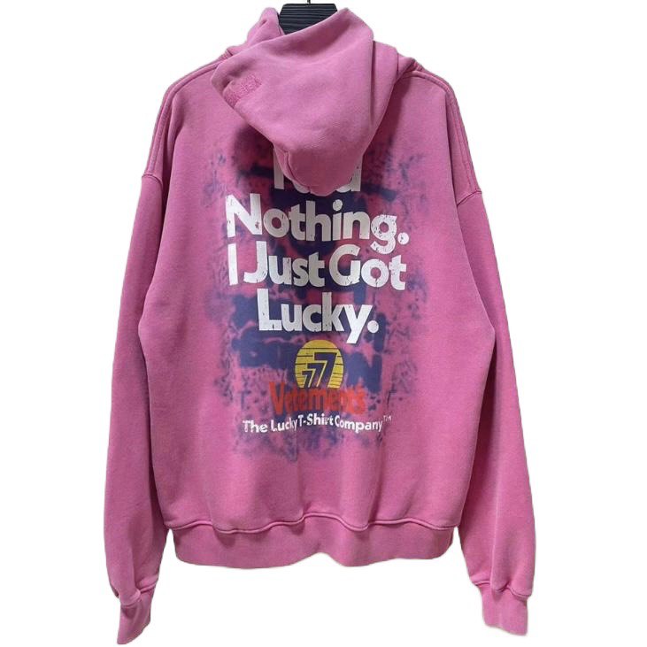 VETEMENTS I Got Lucky Long-sleeve Pink Hoodie
