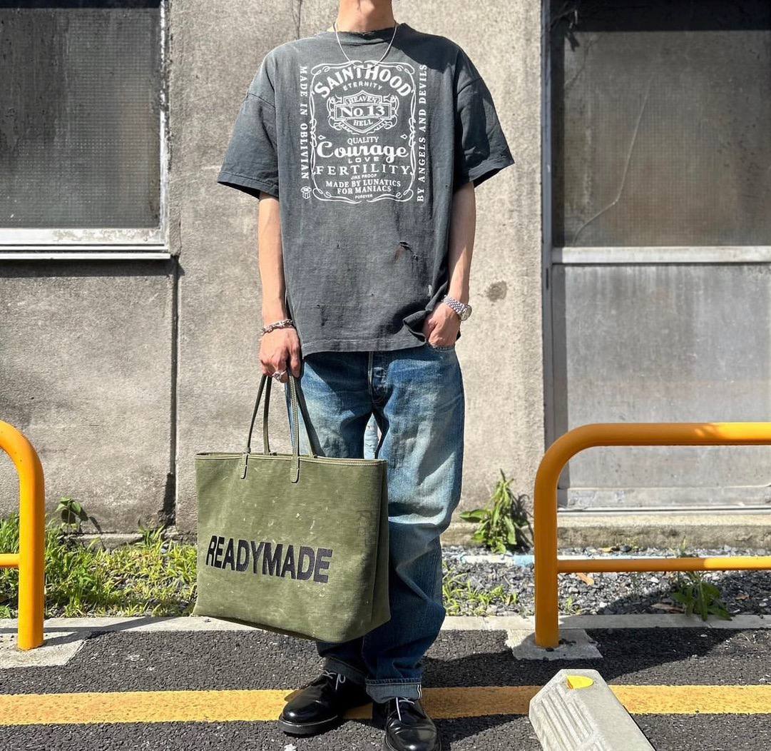 SAINT MICHAEL & NEIGHBORHOOD Distressed Printed Cotton-Jersey T-Shirt