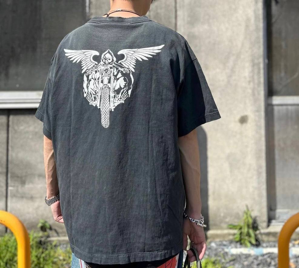 SAINT MICHAEL & NEIGHBORHOOD Distressed Printed Cotton-Jersey T-Shirt
