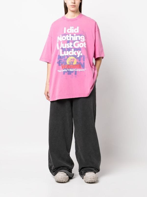 VETEMENTS I Got Lucky Pink T-shirt