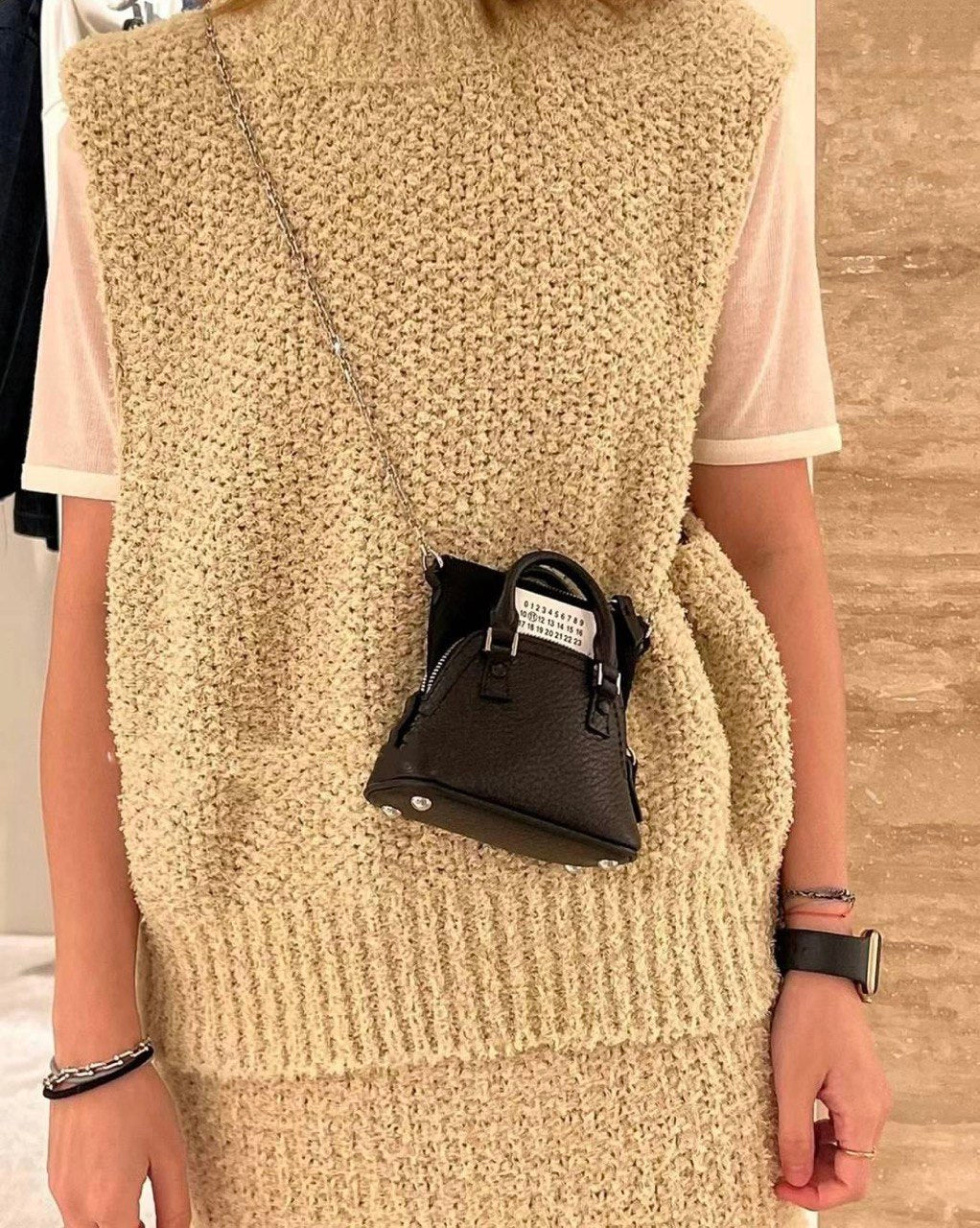 MAISON MARGIELA Women's Black Numbers-patch Mini Shoulder Bag