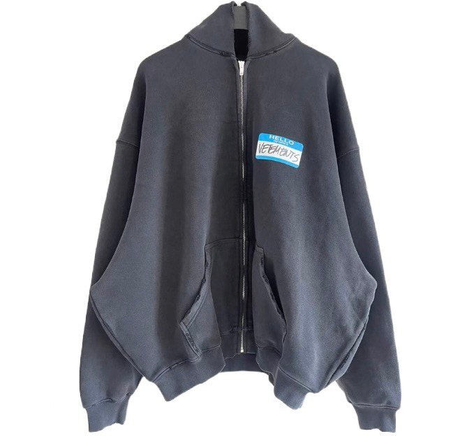 VETEMENTS Logo Print Zip Up Hoodie