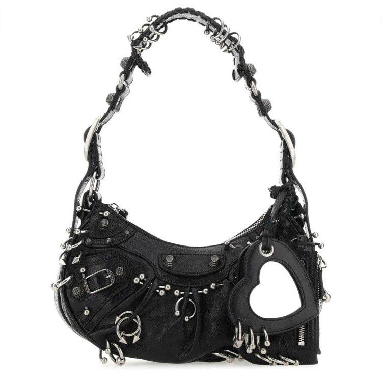 BALENCIAGA LE CAGOLE XS Shoulder Bag With Piercings In Black