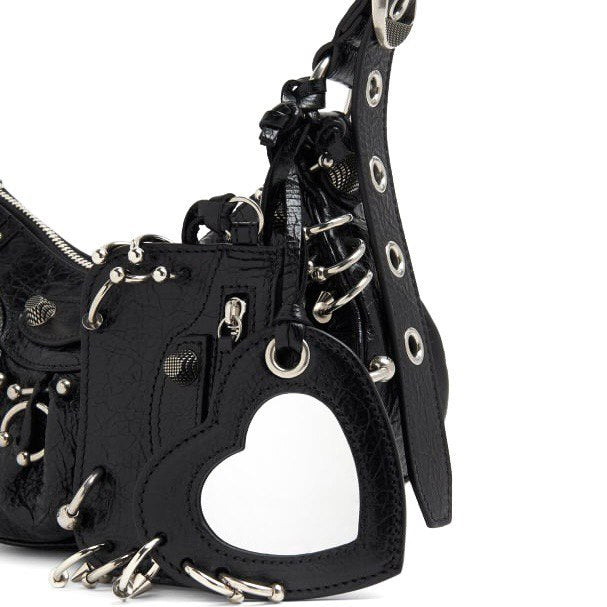 BALENCIAGA LE CAGOLE XS Shoulder Bag With Piercings In Black