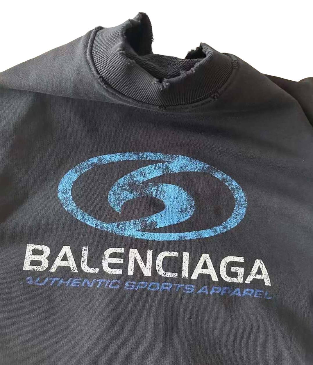 BALENCIAGA Surfer Cracked Vintage Cotton Sweatshirt