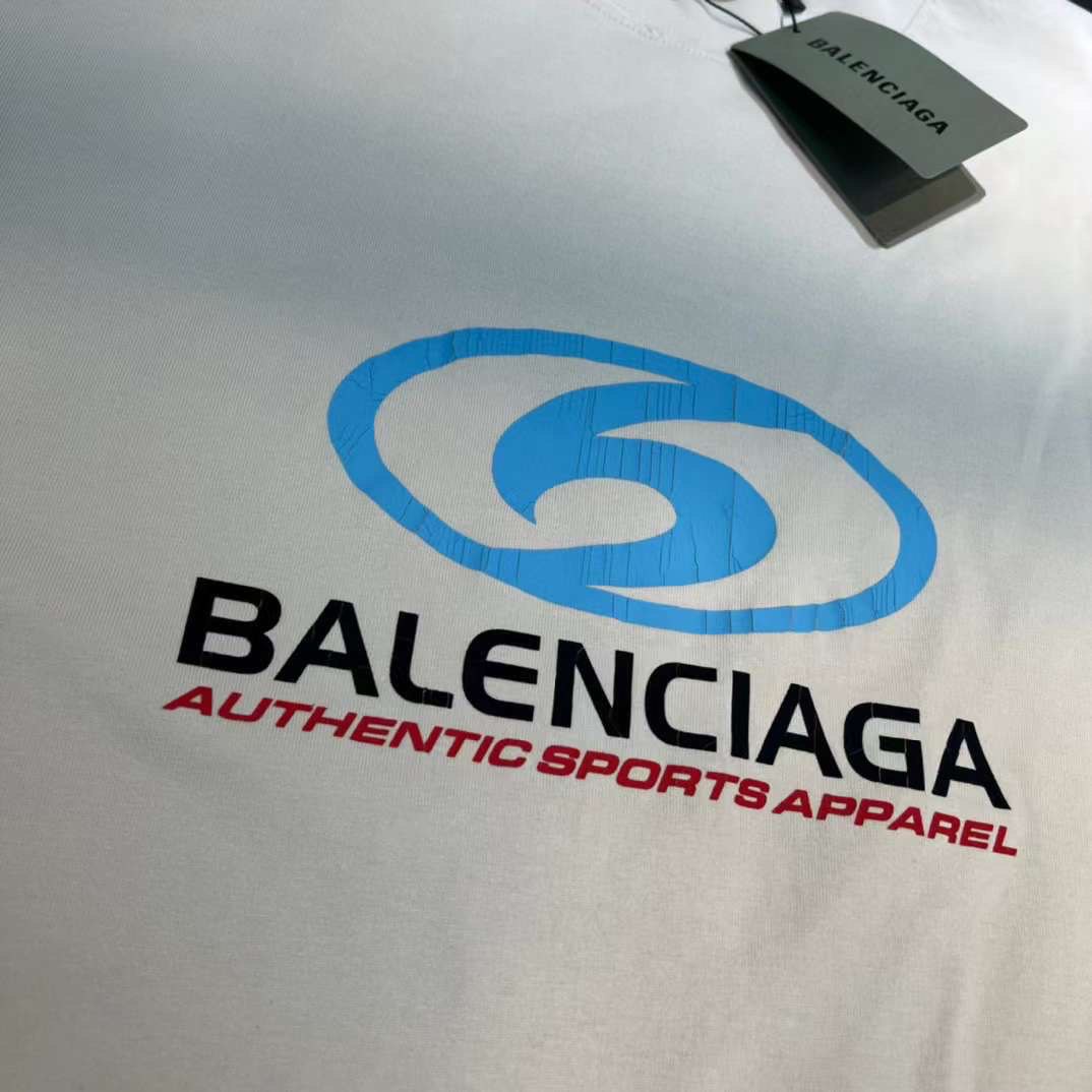 BALENCIAGA White Logo Printed Crewneck T-shirt