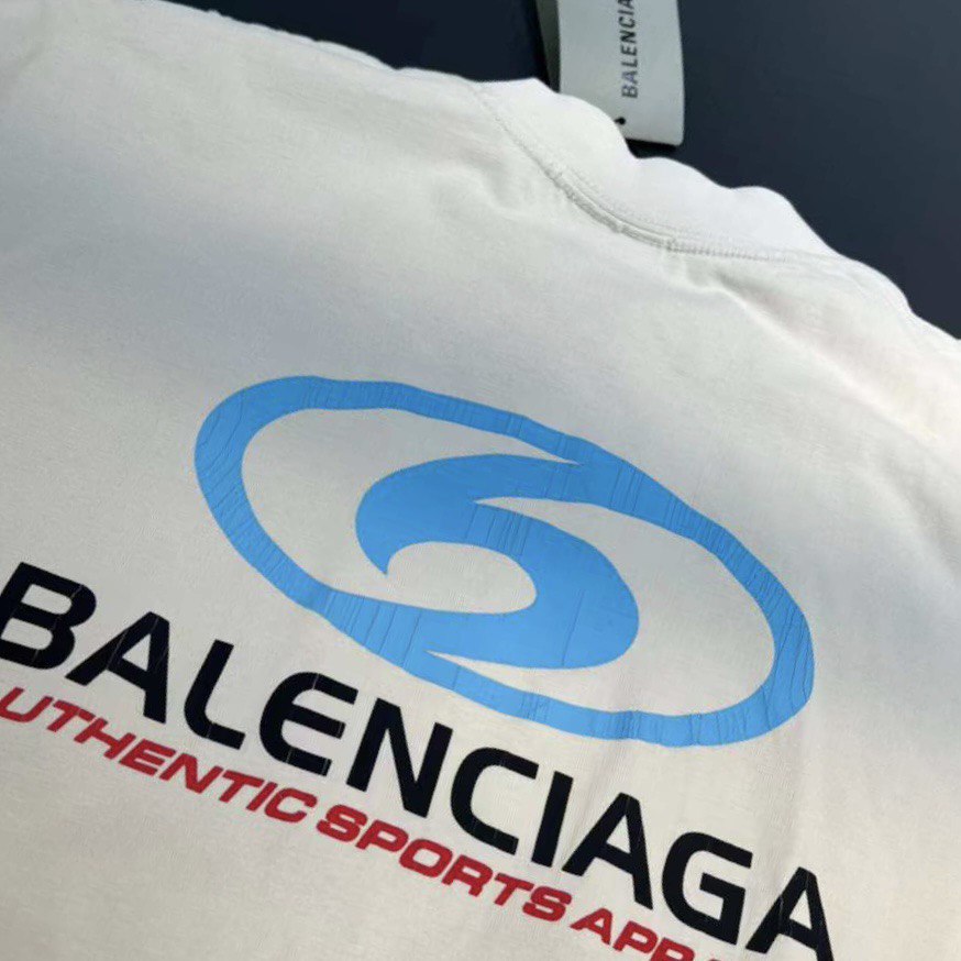 BALENCIAGA White Logo Printed Crewneck T-shirt