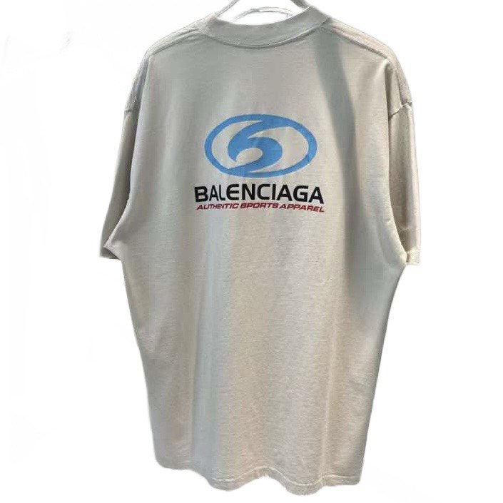 BALENCIAGA White Logo Printed Crewneck T-shirt