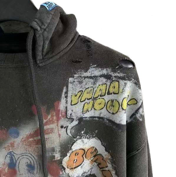 MAISON MIHARA YASUHIRO Distressed Effect Graphic Print Hoodie