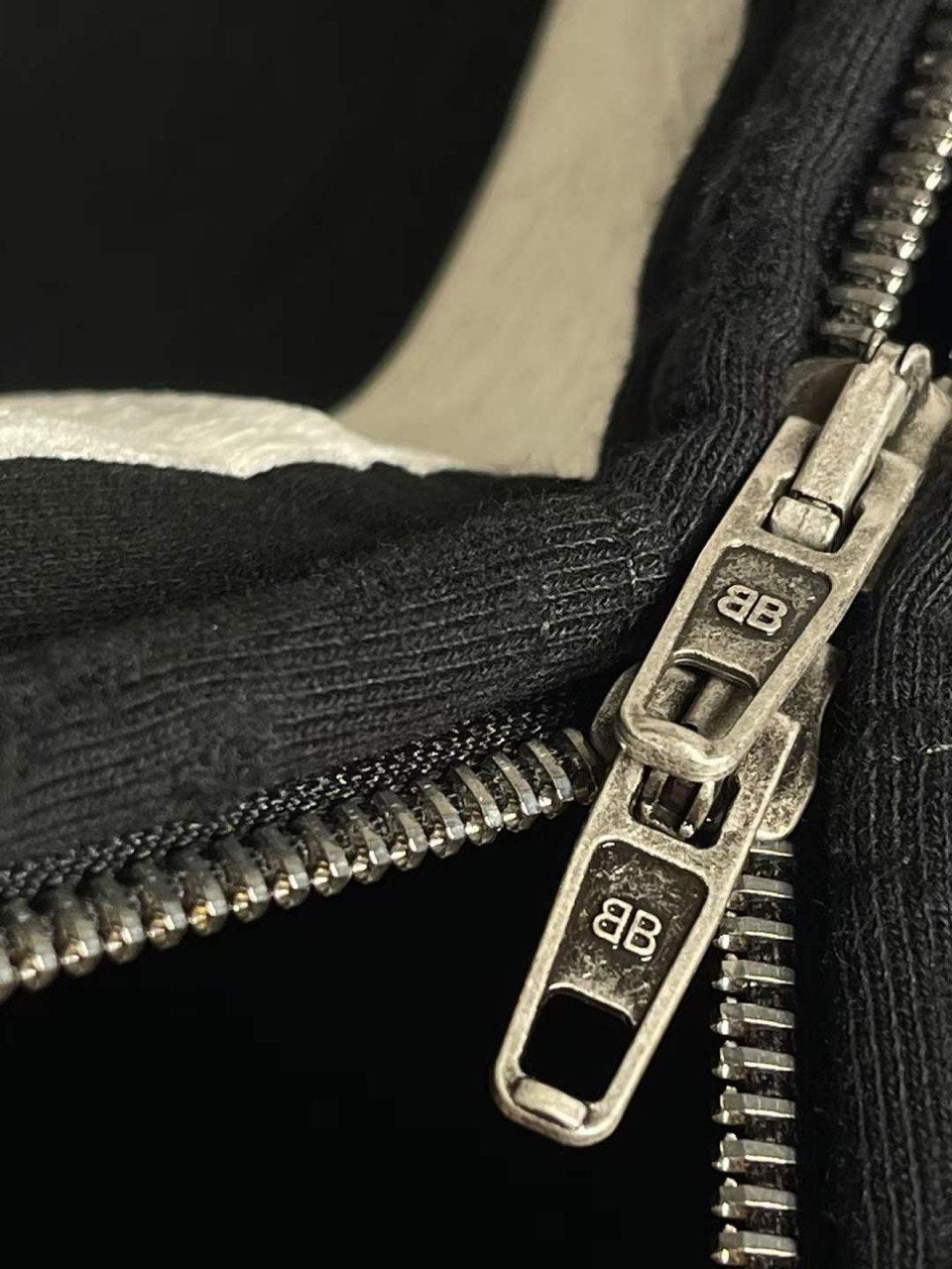 BALENCIAGA Music | Archive Series Connected Zip-Up Hoodie Medium Fit in Black And White Archetype Fleece